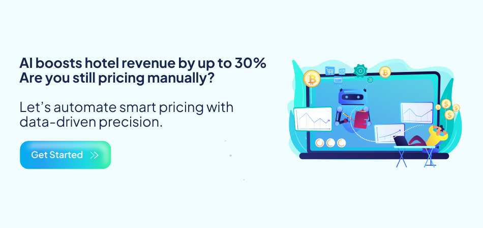 AI technology automating smart hotel pricing for up to a 30% revenue boost—7pillars, AI software development, AI technology, and hotel app development.