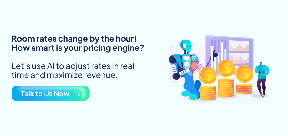 AI technology adjusting hotel room rates in real-time to maximize revenue—7pillars, AI software development, AI technology, and hotel app development.