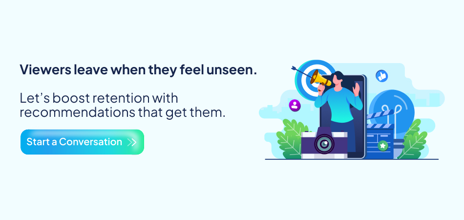 Person with a megaphone near a smartphone, symbolizing personalized recommendations boosting viewer retention in an entertainment app—7pillars, artificial intelligence, entertainment app.