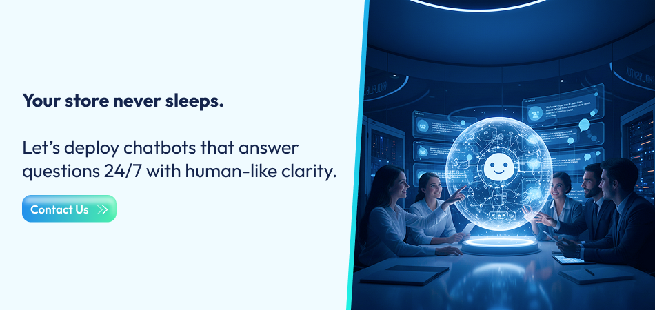 Team using futuristic AI chatbot display - 7Pillars.