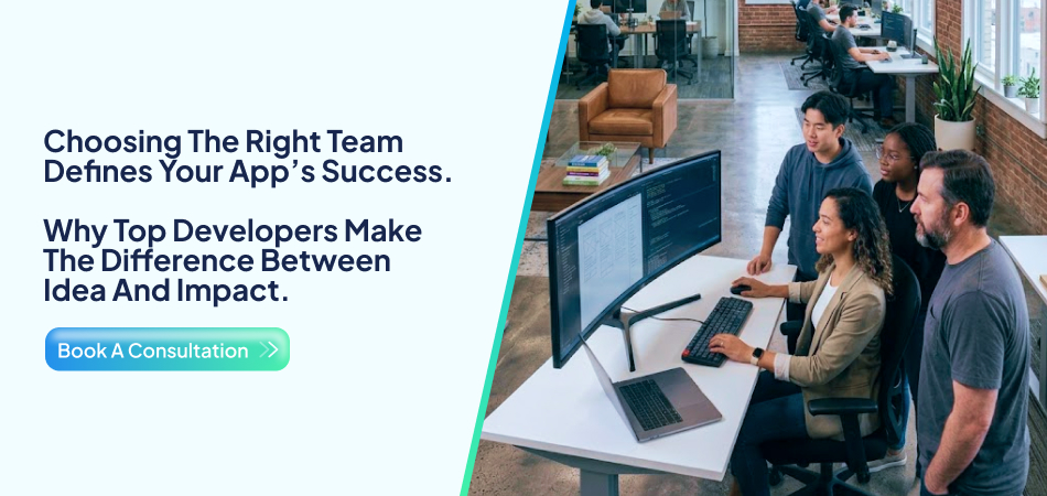 Team collaborating on mobile app development strategy