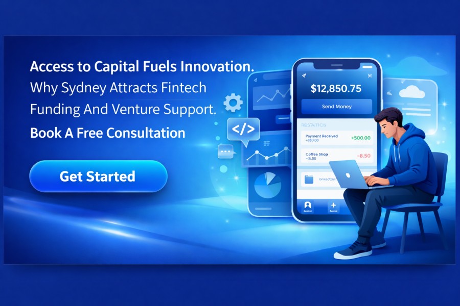 Startup funding mobile fintech app illustration