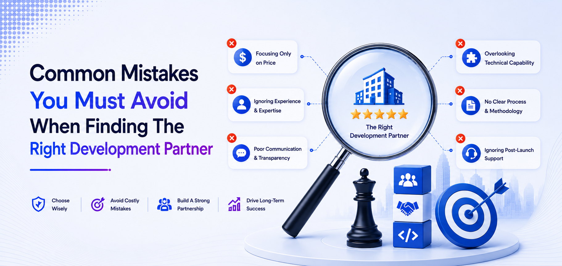 Common mistakes choosing software development partner infographic