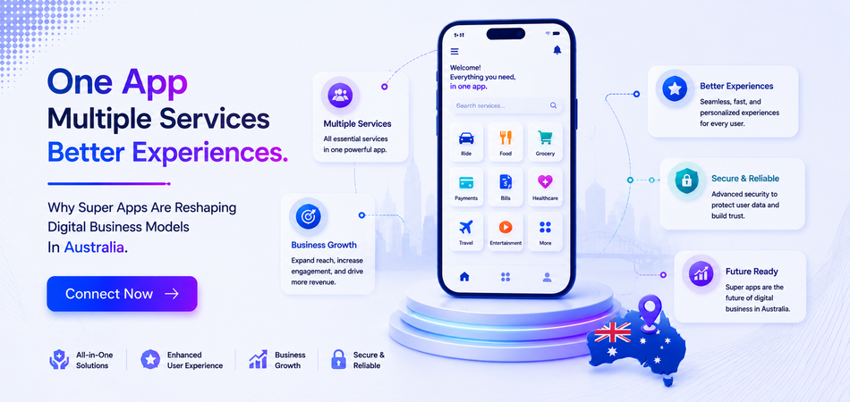 Super app offering multiple services in one platform improving user experience and business growth in Australia