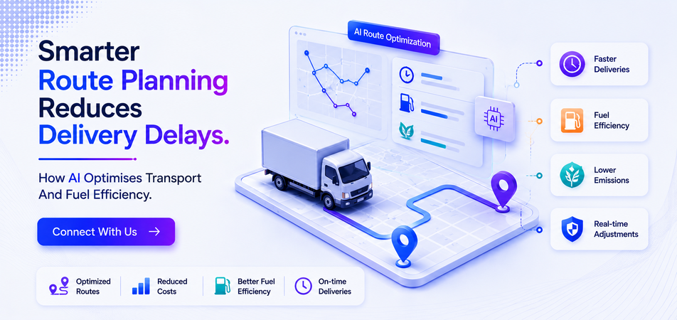 AI-powered smart route planning truck dashboard for optimized delivery and fuel efficiency